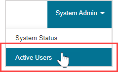 Active Users is an option under System Admin menu on the System Homepage.